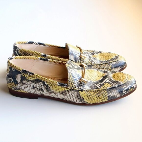 Sam Edelman Lior Yellow Snakeskin Leather Horse-bit Loafers, Slip On Shoes Sz. 8 - Picture 2 of 16
